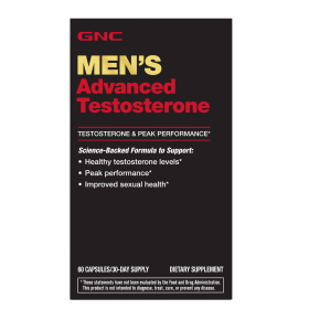 GNC Men's Advanced Testosterone, 60 Capsules, Supports Healthy Testosterone Levels and Peak Male Performance