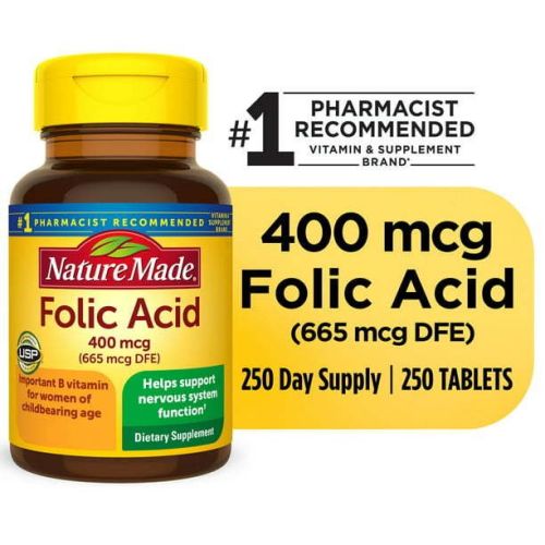 Nature Made Folic Acid 400 mcg (665 mcg DFE) Tablets; 250 Count Nature Made Folic Acid 400 mcg (665 mcg DFE) Tablets; 250 Count