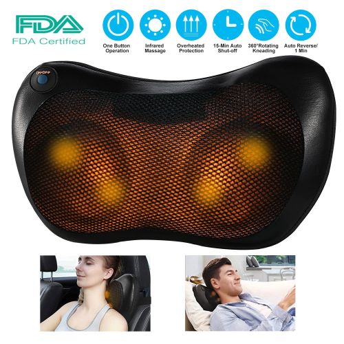 Back Neck Massage Pillow Kneading Massager In-Car Thermotherapy Massage Pillow w/ Car Charger US Plug Back Neck Massage Pillow Kneading Massager In-Car Thermotherapy Massage Pillow w/ Car Charger US Plug