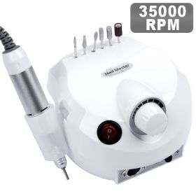 35000RPM Electric Nail Drill Professional Manicure Machine Nail Sander Set Nail Drill Bit Portable Nail Salon Polisher Equipment (Color: White)