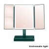 Rechargeable Foldable Makeup Mirror With LED Light 360° Adjust Wireless 1-3X Magnifying 3 Tone Light Desktop Vanity Table Mirror